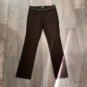 EUC NYDJ Brown Faux Leather Accent Ponte Straight Trouser Pants - 8